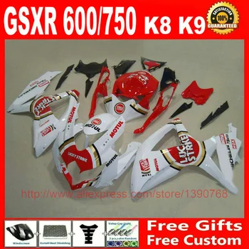 Carenaj kit pentru Suzuki GSXR 600 GSXR 750 08 09 10 red white LUCKY STRIKE carenajele set K8 2008 2009 2010 BM76