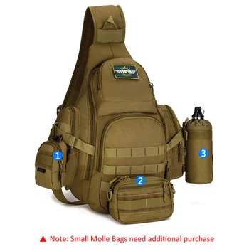 Oamenii Tactice Sling Bag 14 inch Laptop Piept Pungi Impermeabile Molle Militare, Camping, Drumeții, Vânătoare, Sport în aer liber rucsac XA40D