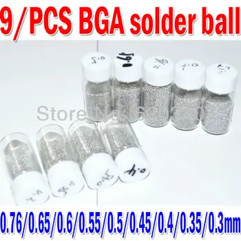 9 sticle / set 0.76/0.65/0.6/0.55/0.5/0.45/0.4/0.35/0.3 mm BGA mingea de lipire cu plumb (25.000 Buc/Flacon) Pentru BGA Rework Reparații
