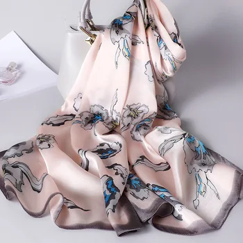 Eșarfă De Mătase Pentru Femei Fular Șaluri Împachetări Cu Print Floral Doamna Plaja Eșarfe Buna Pashmina Bandană 2020 Nou
