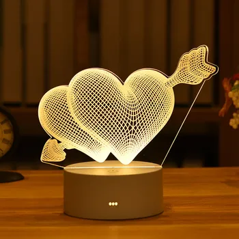 Dragostea romantică Lampa 3D in forma de Inima Balon Acrilice LED Lumina de Noapte Decorativ, Lampa de Masa Baby Ziua Îndrăgostiților Duș Cutie de Cadou