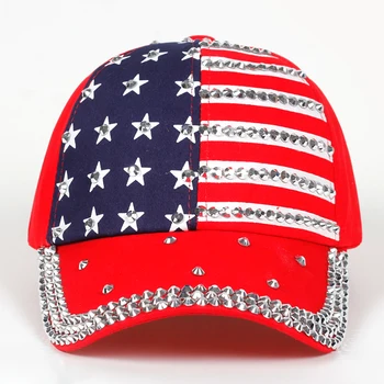 Statele unite ale americii Șapcă de Baseball Femei Barbati Vara 2019 Steagul American Cristal Sapca Snapback Hip Hop Pălărie Femei capace