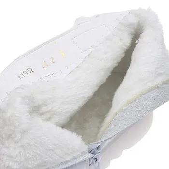 Alb de Sus piele de Vacă Asistenta de Muncă Cizme pentru Femei Cizme de Zăpadă Moale, Fund Non-alunecare Rezistent la Uzură Femei Pantofi din Piele Cizme de Iarna Cald