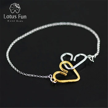 Lotus Distractiv Real Argint 925 Creative Handmade Bijuterii Fine Exclusuive Romantic Dulce la inima La Inima Brățară pentru Femei