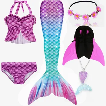 2020 Copiii Coada de Sirena pentru Fete de Petrecere, Costume de Sirena costum de Baie poate adăuga Monofin Haine Costume de baie Bikini Seturi