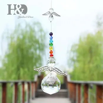 H&D Chakra Cristal Înger Păzitor Suncatcher - Curcubeu Filtru De Colectare,Agățat Suncatcher Acasă Decorare Nunta