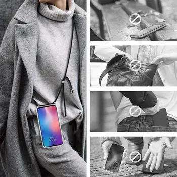 Caz Capacul Transparent Anti-Șoc Agățat cu Snur Pentru Xiaomi Redmi 5 Plus (4G) 5.99 
