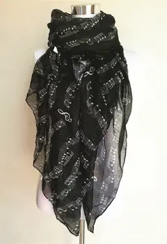 10buc/lot Nou de Femei de Moda Notă Muzicală Imprimare Eșarfă Lungă Elegant Eșarfe Gât Wrap Furat Cravată de Înaltă Calitate lady eșarfe