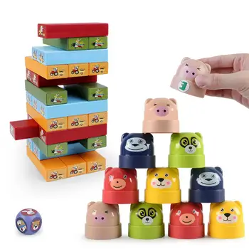 Lemn Pahar Turn de Joc Non-toxice Jucărie de Învățământ Pentru Copii Bate Joc de Bord Puzzle DIY de Pompare Blocuri de Cadouri de Craciun