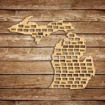Marile Lacuri de Stat din Michigan Vin Cork arată Hartă Agățat Ambarcațiuni de Lemn Harta de Perete de Arta Bar Acasă Decor Bea Vin Plută Capcana Cuier