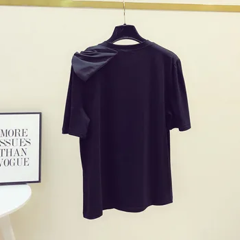Tricou De Vara Negru Cu Maneci Scurte Sus Tricouri Femei Drăguț Bowknote Coreeană Stil De Moda De Sex Feminin Casual Pierde Supradimensionat Tricouri Japonia