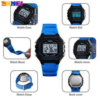 SKMEI Brand de Lux Mens Ceasuri Sport Militare Impermeabil Ceas de Moda Numărătoarea inversă Chrono Digital Ceas de mână de sex Masculin montre homme