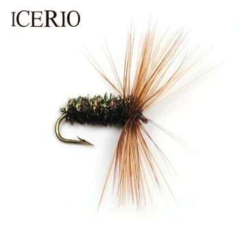 ICERIO 10BUC #12 Păun Maro Hackle Nimfe Muscă Uscată Păstrăv de Pescuit Lures