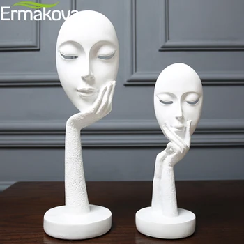 ERMAKOVA Nordic Gânditor Abstract de Gândire Doamna Masca Figurine de Rasina Statuie de Birou TV Cabinet Decor Acasă Meserii