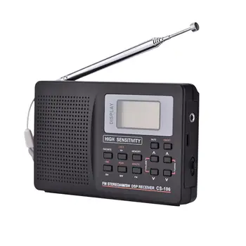 VLIFE Portabil Suport Radio FM/AM/SW/LW/TV de Sunet Plin de frecvență Receptor Radio Ceas cu Alarma Radio FM Mini Radio
