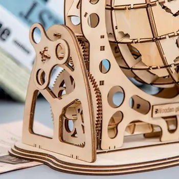 3D din Lemn Glob Puzzle DIY Unitate Mecanică Model de Transmisie Roti Decor