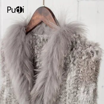 VR033 Femei Reale Natural Real iepure blană Tricotate Veste /Vesta/ gilet /paltoane cu ciucuri guler de Blană de Raton