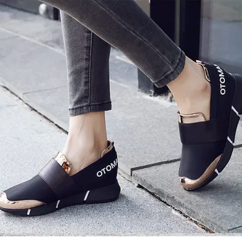 Femeile Înălțimea Creșterea Pantofi Sport pentru Femei Pene de Pantofi Mocasini Pantofi Platforma Adidasi Noi de Moda Doamnelor Formatori Negru