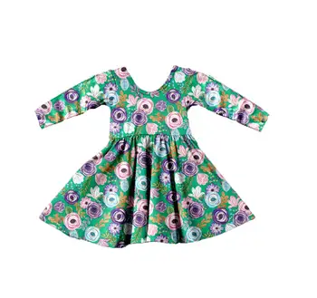 Copii Fată Dress Haine Copii Fete Din Bumbac Cu Maneca Lunga Imprimeu Floral Model Fete Rochii De Copii De Tip Boutique, Haine Fete