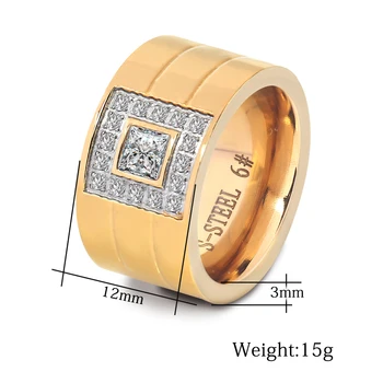 De lux AAA Zirconiu Cristal Inel de Aur/Argint Placat cu Oțel Inoxidabil de Nunta Pentru Femei Dimensiune #6-10