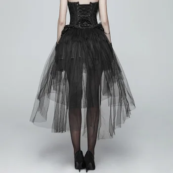 Punk Rave Femei Balon Fusta Stil Lolita Negru Casual Gol Afară Plasă De Moda Victoriană Petrecere Pe Scenă Costume
