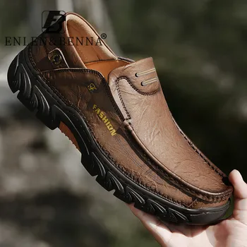2021 Pantofi Barbati piele de Vacă din Piele Drumeții Casual Confortabile din Piele de Lux Barbati Mocasini Slip on Mocasini Cauciuc Moale de Conducere Pantofi