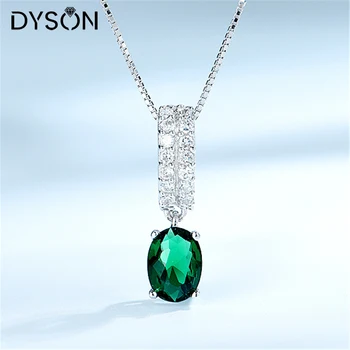 Dyson 925 Argintiu Colier De Lux Creat Nano Smarald, Safir, Rubin Pandantiv Coliere Pentru Femei Cadouri Bijuterii Fine