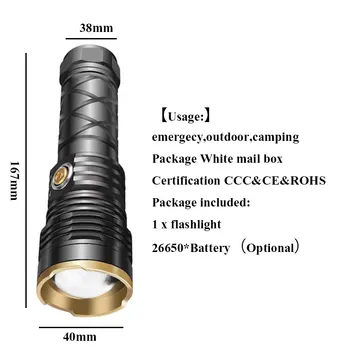 TMWT Puternic XHP50 Lanterna LED-uri de 2000 de lumeni 26650 USB Reincarcabila cu Zoom P50 lanterne Lanterna felinar
