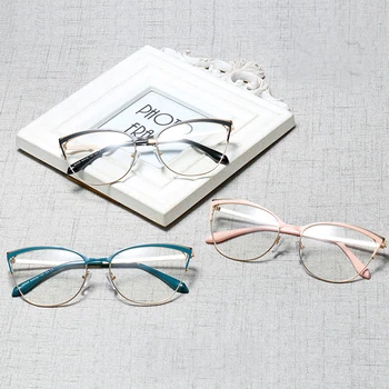 Peekaboo de moda pentru femei ochelari ochi de pisica cadru metalic de aur baza de prescriptie medicala ochelari, accesorii femei roz verde articole pentru cadouri