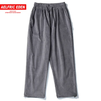 Aelfric M-Eden Hip Hop Vintage De Catifea Pantaloni Casual 2020 Streetwear Retro Broderie Joggeri Harajuku Pantaloni De Trening Pantaloni Largi