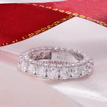 AEAW Solid 10K aur Alb de Lux 4 mm tatol 5ctw-6.5 ctw Inel de Logodna Nunta Moissanite Plin Enternity Diamant Trupa Pentru Femei