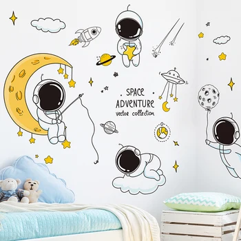 Desene animate Astronaut Autocolante de Perete DIY Spațiu Murală Decalcomanii pentru Copii Dormitor Copil de Cameră Decor Acasă