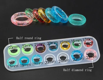 1=14pcs Inel de mucegai full ring DIY cristal epoxidice mucegai UV, lipici creativ brelocuri oglindă mucegai silicon