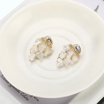 Baroc Manual Apă Dulce Perla Cercei Stud Moda Strălucitoare De Cristal Cercei Bijuterii Pentru Femei, Cadou