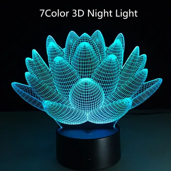Floare de Lotus Lumina de Noapte 3D USB LED Culori Schimbă Luminile de Crăciun Atingeți Butonul de Copii, Living, Dormitor de Iluminat Lampadare Luminarias