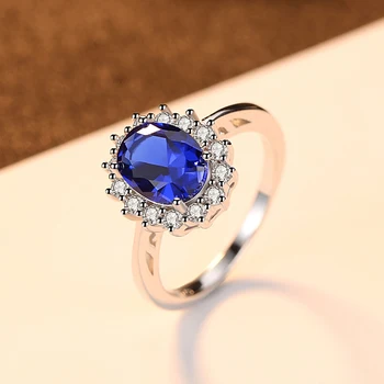 Brand de lux Albastru de Cristal Zircon Inele de Nunta pentru Femei 925 Sterling Silver Moda Bijuterii Ring