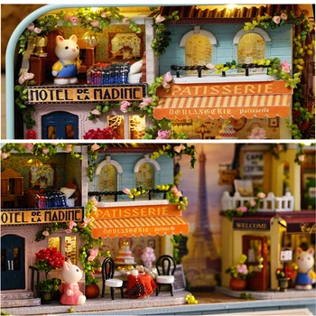 Cutie de Teatru de Păpuși în Miniatură Jucărie cu Mobilier de BRICOLAJ in miniatura Casa Papusa de Lumină LED Jucarii pentru Copii Ziua de nastere Cadou Q10