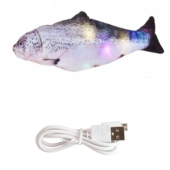 30cm Electronice Animal de casă Pisică Jucărie Electric cu LED-uri USB de Încărcare de Simulare Pește Colorat Glow + Muzica + Leagăn, Jucării, Rechizite