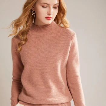 Femei nurca cașmir jumătate pulover cald iarna gros pulover mâneci lungi scurte femei sacou casual pulovere top