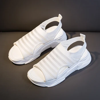 Vara Sandale pentru Femei Brioșă Fund Gros Gură de Pește Sandale Sport Dantelă ochiurilor de Plasă Respirabil Pantofi Casual Femei Sandale de Plaja