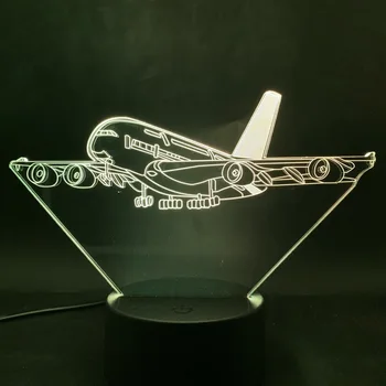 3D Lampa avion airbus A380, cel mai bun model de cadou pentru copii luminoase de bază 2017 fierbinte de vânzare baterii led noapte lumina lămpii