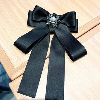 Coreeană High-end Negru Stras Arc Brosa Bijuterii de Lux Exagerat de Mare Neckpin Papion Broșe Cadouri pentru Femei Accesorii