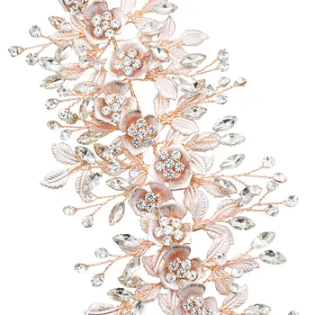 Shinny Cristale Nunta Nupțial Diadema Mireasa Pălării Perla Benzi Coroane De Păr Panglică De Flori Șeful Partidului Accesorii Bijuterii