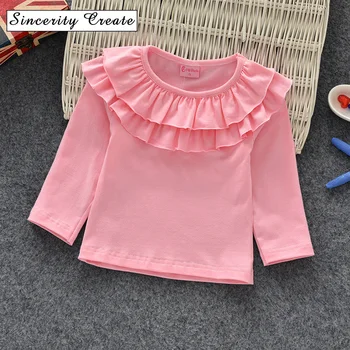 Copilul fete tricouri Maneca Lunga Fete Mari Topuri Fata de Scoala bluze solide pentru Copilul copii haine pentru copii îmbrăcăminte 1-7y KT-1813