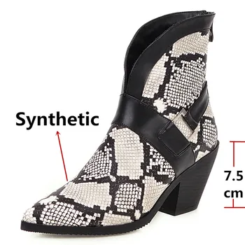 FEDONAS Epocă Nouă Printuri Piele Sintetica Femei Sexy Subliniat Toe Glezna Cizme de Bal Pantofi de Partid Femeie de Dimensiuni Mari Tocuri Indesata
