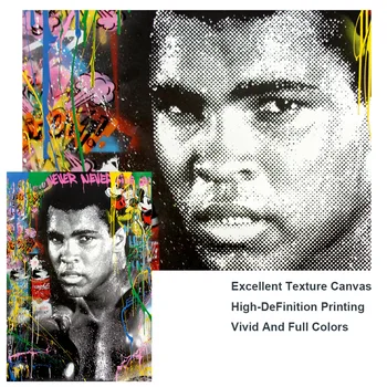 Celebrul Boxer Muhammad Arta Graffiti, Picturi Pe Perete Postere de Arta, Printuri Și Ali Street Art Canvas Imaginile Pentru Camera de zi