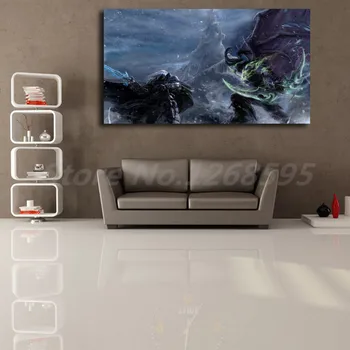 Lumea De Warcrafts Arthas Vs Illidan De Perete De Arta Canvas Postere, Printuri Pictura Pe Perete Imagini Pentru Birou, Living Decor Acasă