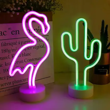 LED Neon Lumina de Vacanță Flamingo Noapte Lampă de Perete de Lumină de Fundal Dormitor Copii Xmas Decor USB de Funcționare a Acumulatorului