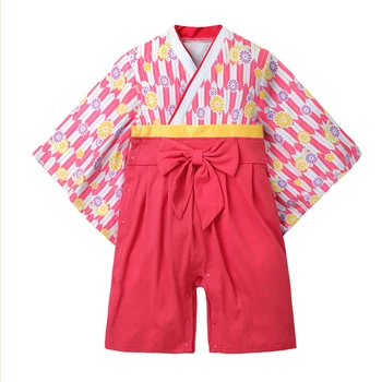 Japonia Halat de baie Copii Copil copil Copil Fete Florale din Satin Kimono-Halat de baie Pijamale Potrivite Haine arc Călugăr haine