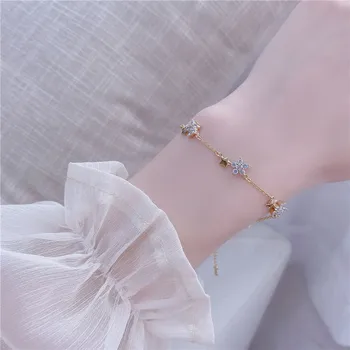 Coreea Moda Noua Stele Strălucitoare De Cristal Brățară Lanț De Aur Femeie Simplă Temperament Zircon Brățară Manșetă Bijuterii Accesorii Cadou